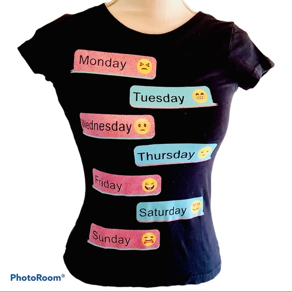 Evy Of California Monday to Friday emoji T-Shirt. - Picture 2 of 2